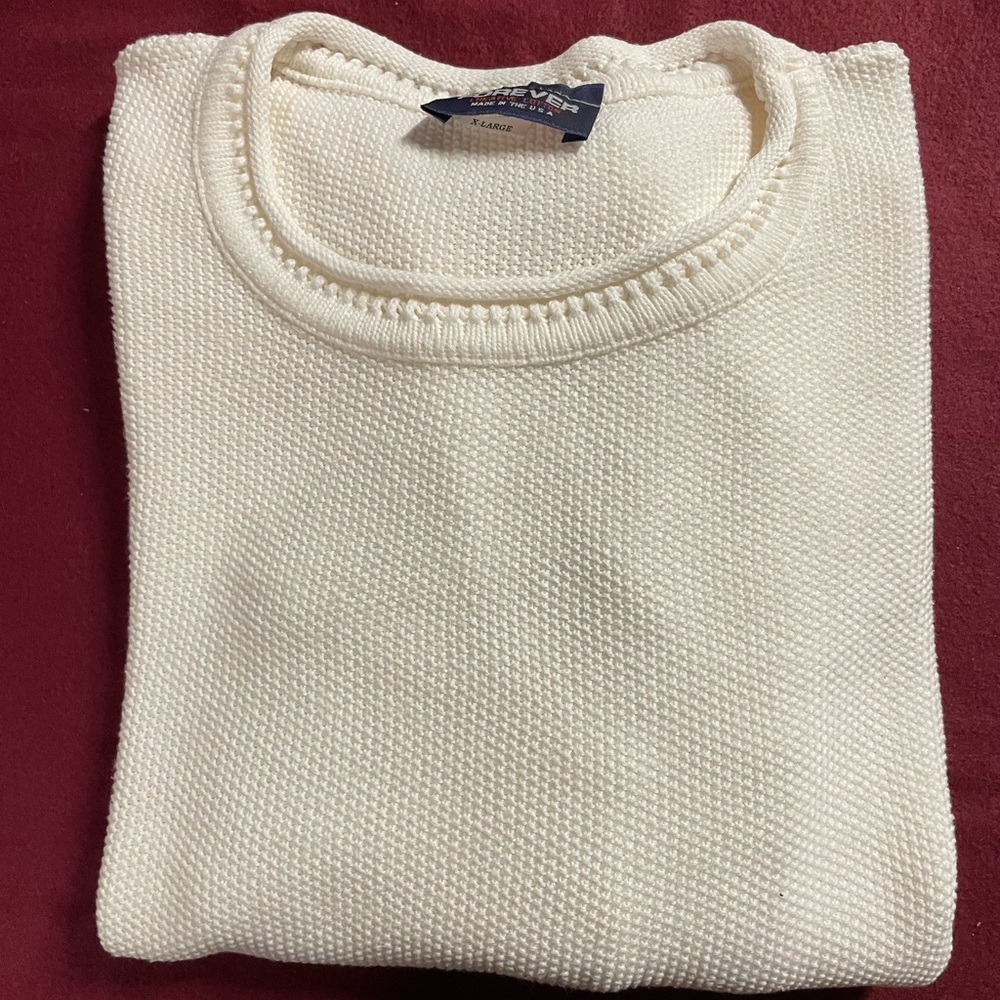 “Forever” Cream Crewneck Sweater Classic Knit